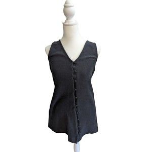 Madewell Texture & Thread Tank Dress Women's Small Black Cotton Button Front